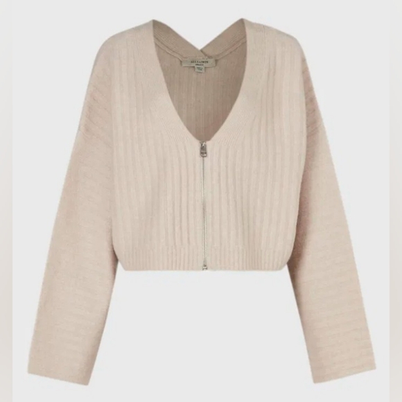 ALLSAINTS ENYA CARDIGAN AND CROP TOP SET IN WHISPER PINK - Picture 9 of 10